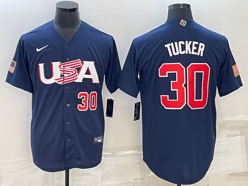 Men 2023 World Cub USA 30 Tucker Blue Nike MLB Jersey